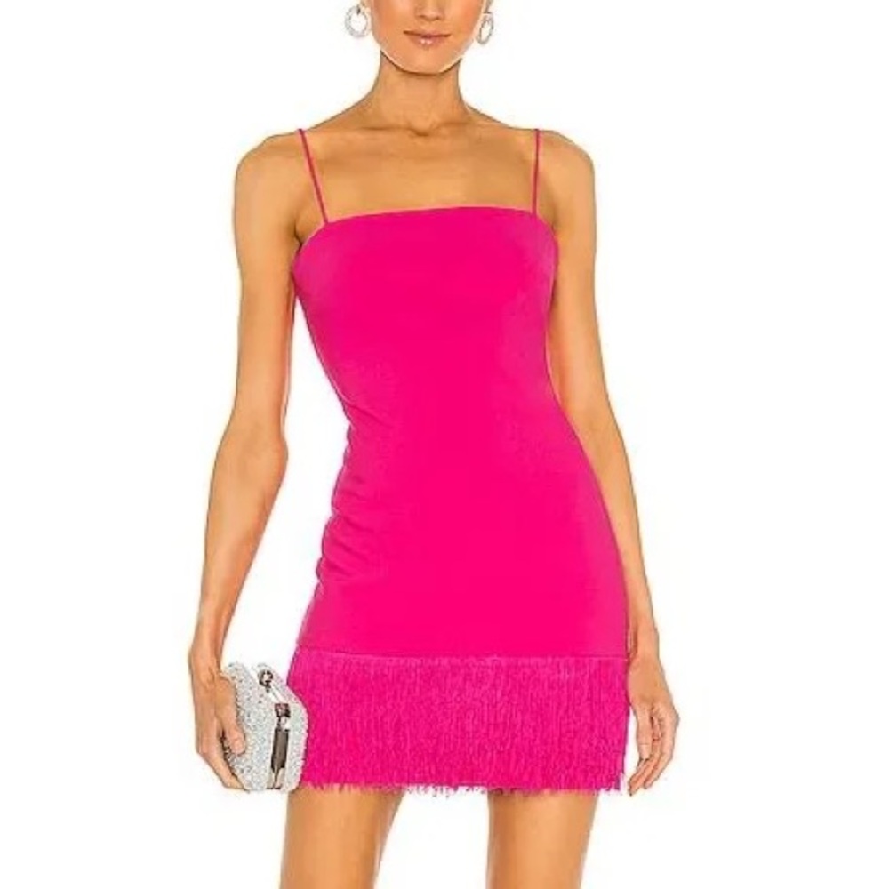 Lively Hot Pink Fringe Mini Dress